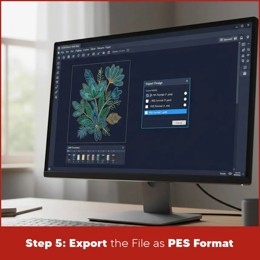 Step 5: Export the File as PES Format