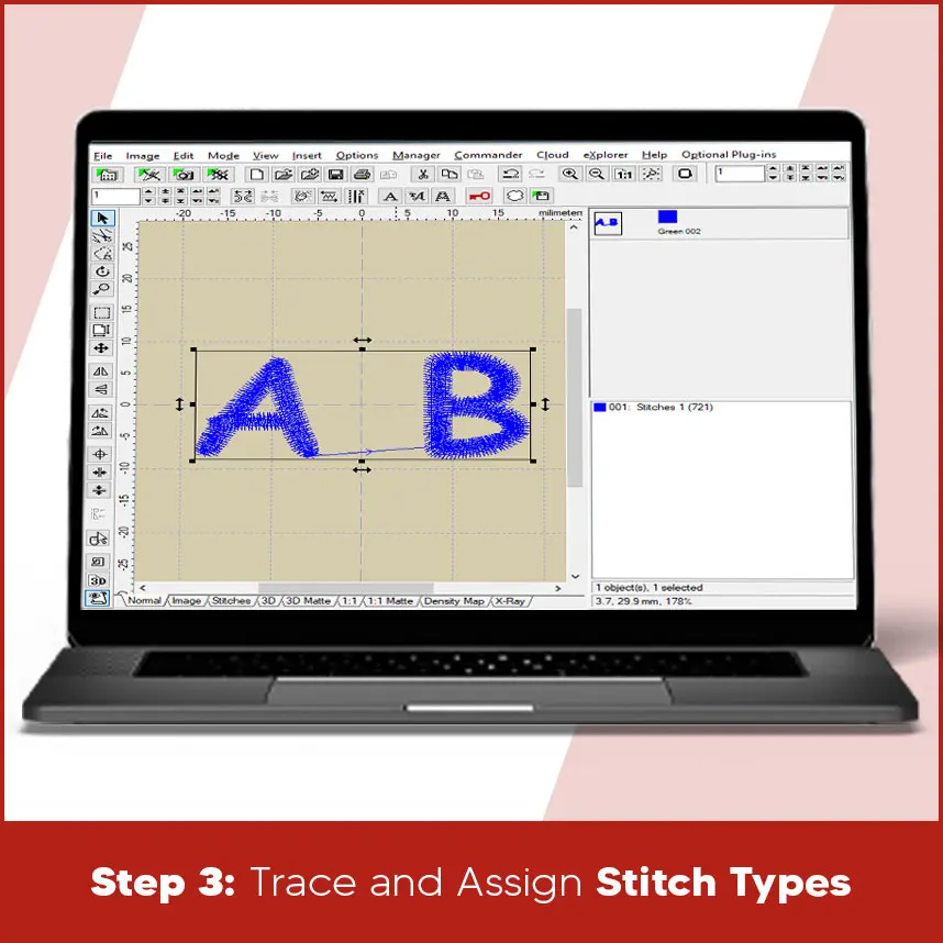 Step 3: Trace and Assign Stitch Types