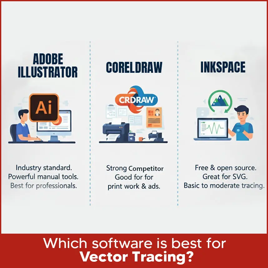 Q7: Which software is best for vector tracing (Illustrator, CorelDRAW, etc.)?