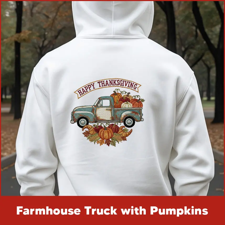 9. Farmhouse Truck with Pumpkins